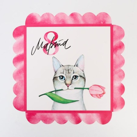 Cookie box, confectionery packaging with PVC lid, “March 8”, 21 x 21 x 3 cm-3