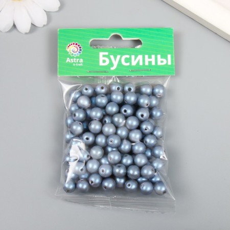 A set of plastic beads "Astra" coating AB (imitation of pearls), plastic, 8mm, 25 grams, gray-blue-2