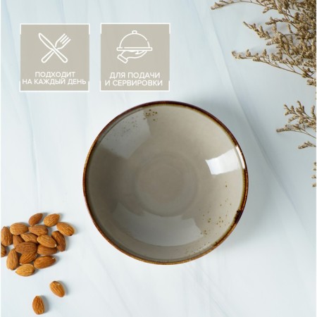 Porcelain salad Magistro "Cerera", 400 ml, d = 16.2 cm, brown color-3