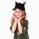 Baby cap for a girl "cat" with ears, black color, rr 52-54, 5-7 years old
