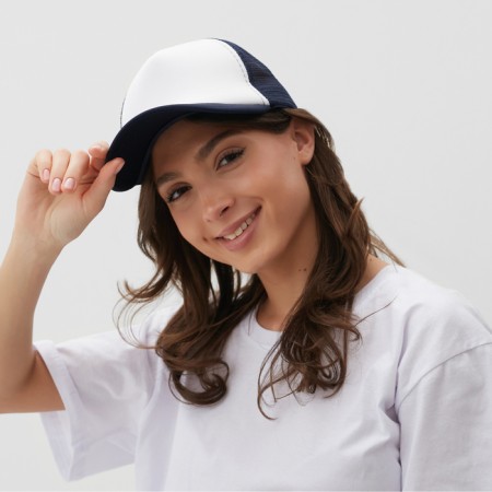Baseball cap with minaku grid, dark blue color, size 56-58