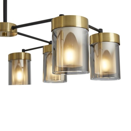Suspended lamp Freya Fr5432PL-08BBS Lora, 440x440 mm, E14, 8x40W, black color and brass-5
