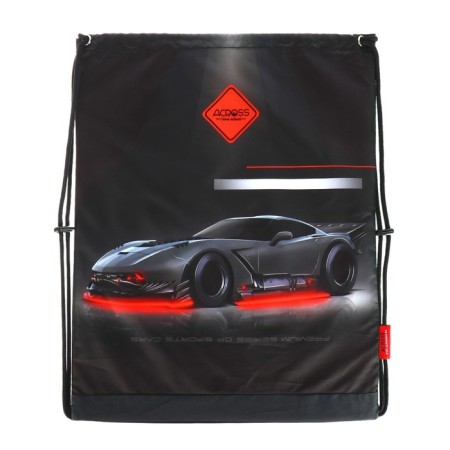 School backpack 37 x 28 x 13cm, ergonomic back, Across 557, black/red-12