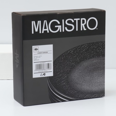 A set of plates of lunch porcelain Magistro Lofty, 6 objects: D = 26.7 cm, black color-6