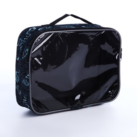Cosmetic bag with lightning, black/blue color