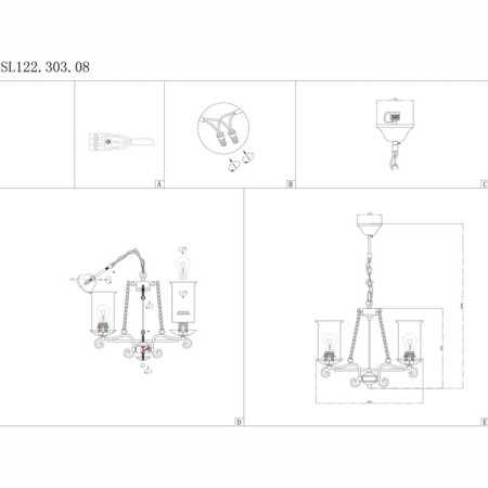 Suspended EVOLUCE lamp. SL122.303.03. Ancora. 3x60 watts, E14, 47x47x40 cm, brown color-3