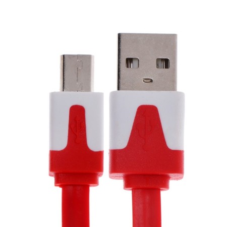 Oxion DCC328, MicroUSB - USB, charging + data transfer, 1 m, flat, red-1