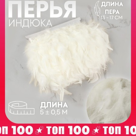 Tesma with feathers turkey, 13-17 cm, 5 ± 0.5 m, white color