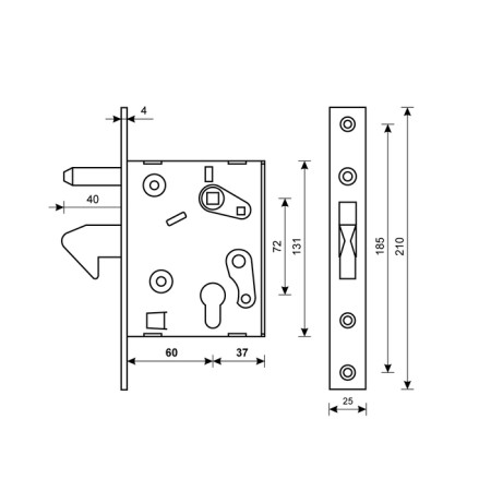 Soldering lock for sliding gates, Bulat ZV 4-1K.60.72.25.04, under c/m, chrome-3