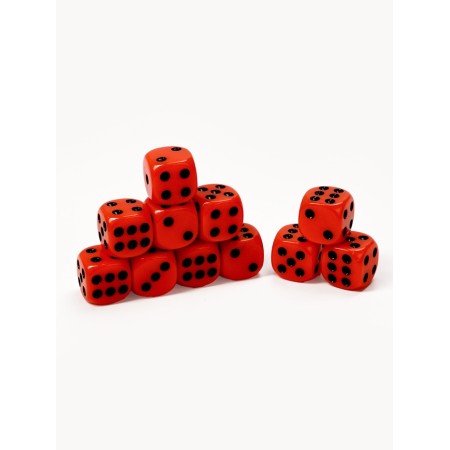 Playing bones, 1.4 x 1.4 cm, set 50 pcs, red