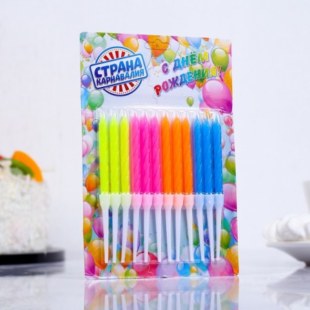 Candles for the cake "Neon", 12 pcs, multi -colored, tall, 10 cm-1