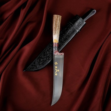 Knife Pchak Sharhon, handle from a horn of a small roar, a guard with an engraving-3