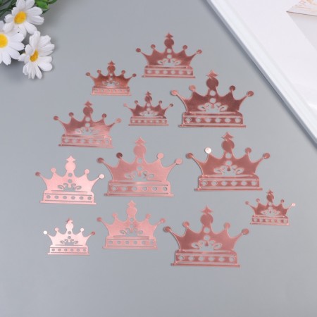 Stick paper, plastic "Crown" pink shine set 12 pcs 3 sizes