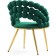Stool on a metal frame Ball Beige/Gold, metal/velor, gold/green 61x60x81 cm