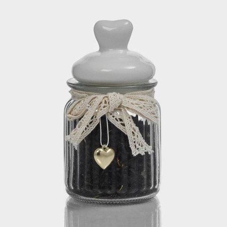 Bank for bulk products with a ceramic lid "heart", 300 ml, white color-3