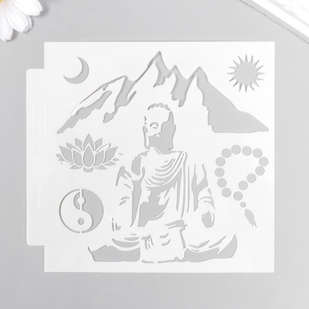 Plastic stencil "Buddha" 13x13 cm-3