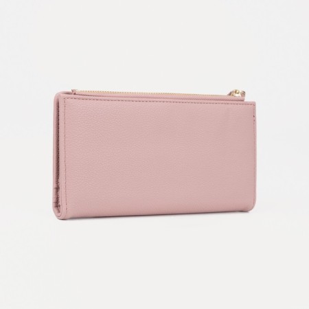 Women's wallet on the button, pink color-1