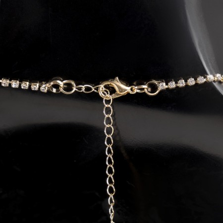Set 2 objects: earrings, necklace “Phoenix” drop, white-idle color in gold, 35cm-2