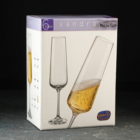 A set of glasses for champagne "Sandra", 200 ml, 6 pcs, black color-2