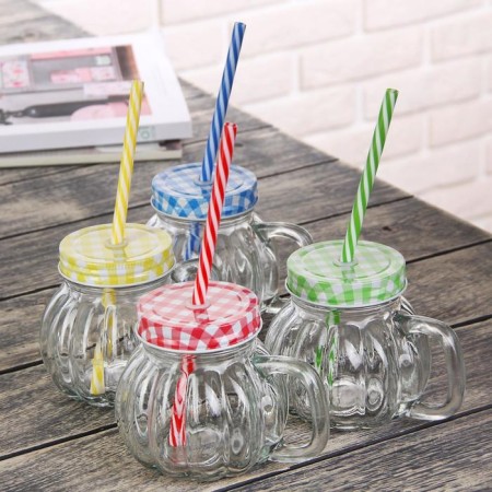 Glass can with a lid and pipe "Pumpkin", 400 ml, 12.5 × 10 cm, color mix-7