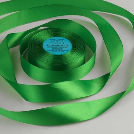 Satin tape, 25 mm × 33 ± 2 m, green color No. 134