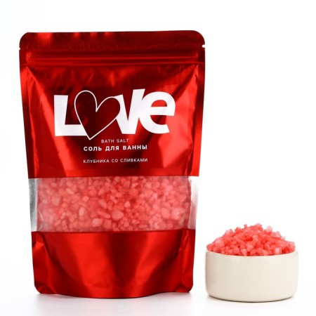 Bath salt, 330 g, aroma of strawberries with cream, pure happiness