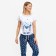 Female set (T -shirt, trousers) sailor, white color, size 42