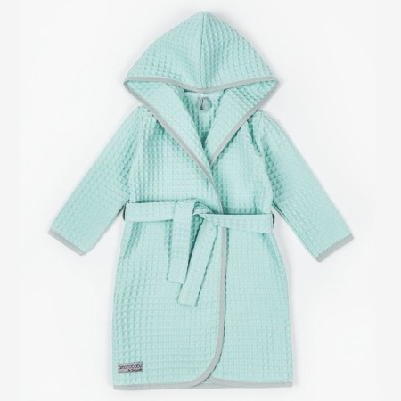 Халат детский с капюшоном Amarobaby Waffle, рост 98-104 см, цвет мятный-6