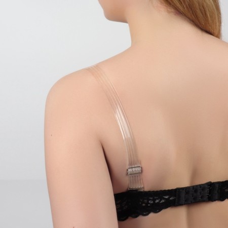 Straps silicone, fittings metal, 5 stripes, 2 cm, 37 cm, steam, color transparent-4