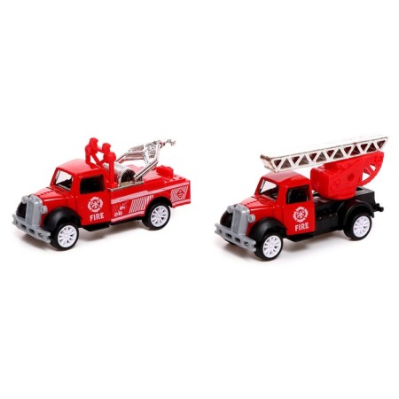 Metal truck "Fire Service", inertial, with 2 machines-4