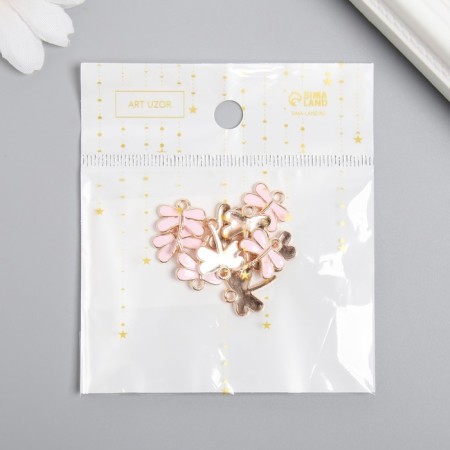 Decor for creativity metal, enamel "Pink dragonfly" gold 1.3x1.5 cm-2