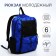Youth backpack from textiles, 6 pockets, white/blue color