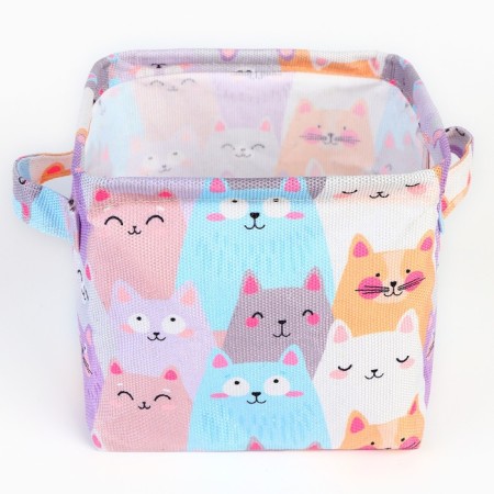 Organizer for storage, coffee for linen, waterproof “cats”, 14.5 x 13.7 x 14 cm.-1