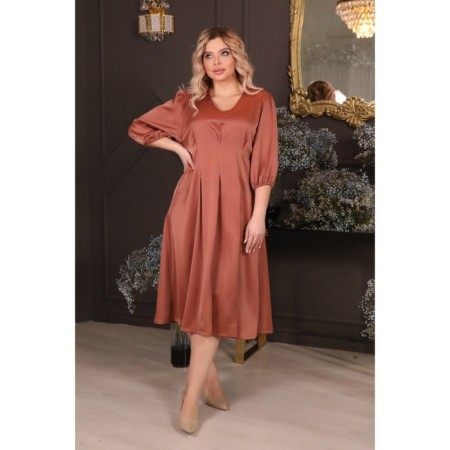 Female dress, size 52, terracotta color-7