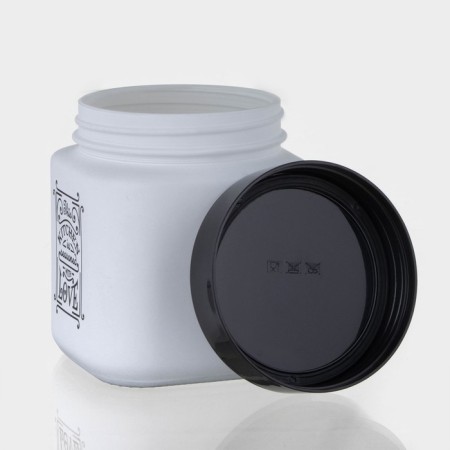 Glass Bank for bulk products "Love in the kitchen", 1 l, white color-1