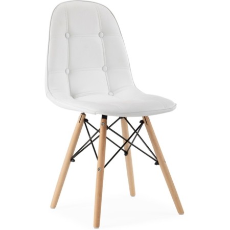 Wooden chair Kvadro array of beech/metal/eco -leather, natural/white 45x49x85 cm
