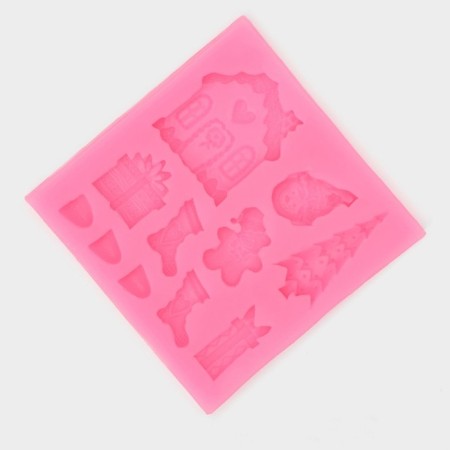Mold "New Year's Elements", silicone, 7.5 × 7.5 cm, pink color-1