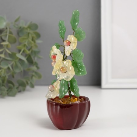 Bonsai Souvenir "Flower tree" yellow 5 flowers 7x5.2x13 cm-1