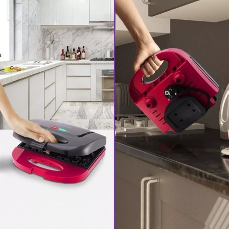 Electric waffle box Kitfort KT-3659, 750 W, Belgian waffles, black-pink-3