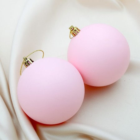 Set of balls plastic D-8 cm, 2 pcs "matte" pink