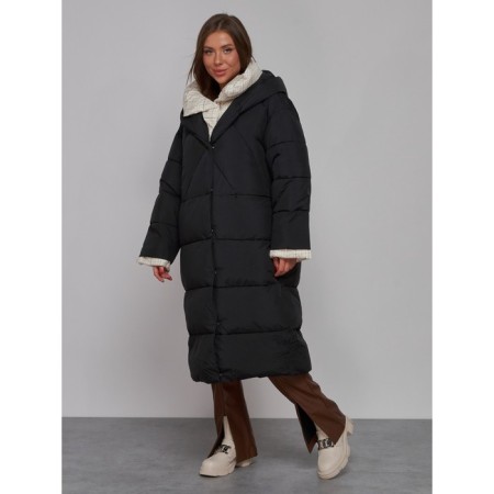 Coat insulated winter female, size 46, black color-1