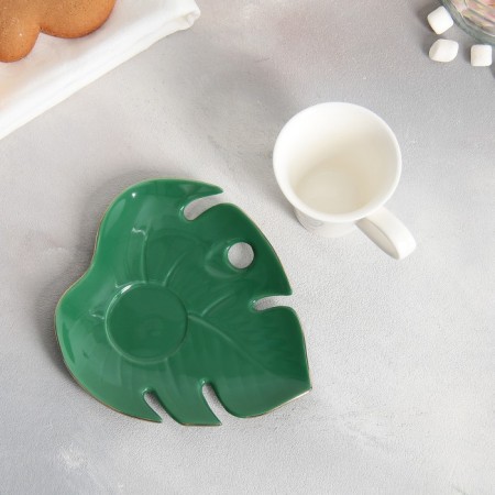 Tea couple ceramic "mother", a mug 100 ml, a saucer 15x14 cm, white color-5