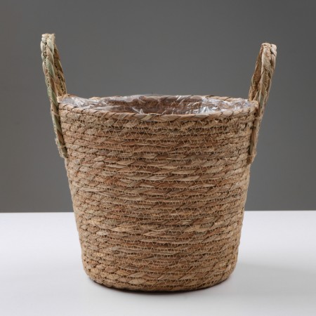 Kashpo wicker "safari" with handles, 25.5x25x23 cm, natural