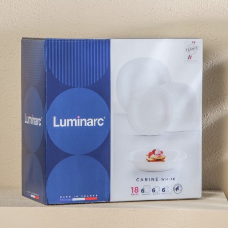 Luminarc Carine table service, glass ceramics, 18 objects, white color-6