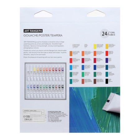 Gouache paints 12 ml, in a metal tube, in a cardboard box, 24 colors-3