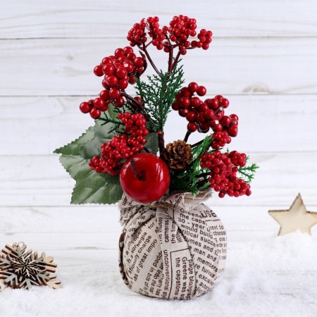 Decor "Winter charm" berries bump in a bag, 17 cm