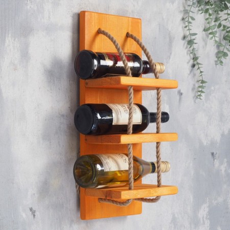 Wooden shelf for 3 bottles, 50x20x14 cm