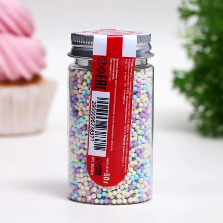 Sprinking confectionery “matte sugar balls, mix”, 2 mm, 50 g-2