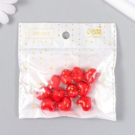 A set of beads for creativity plastic "Scarlet Hearts" 16 g 1.5x1.5 cm-4