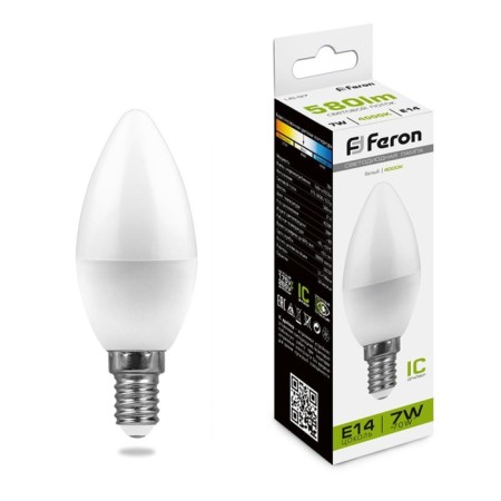LED LED Feron, C37, 7 W, E14, 4000 K, day white